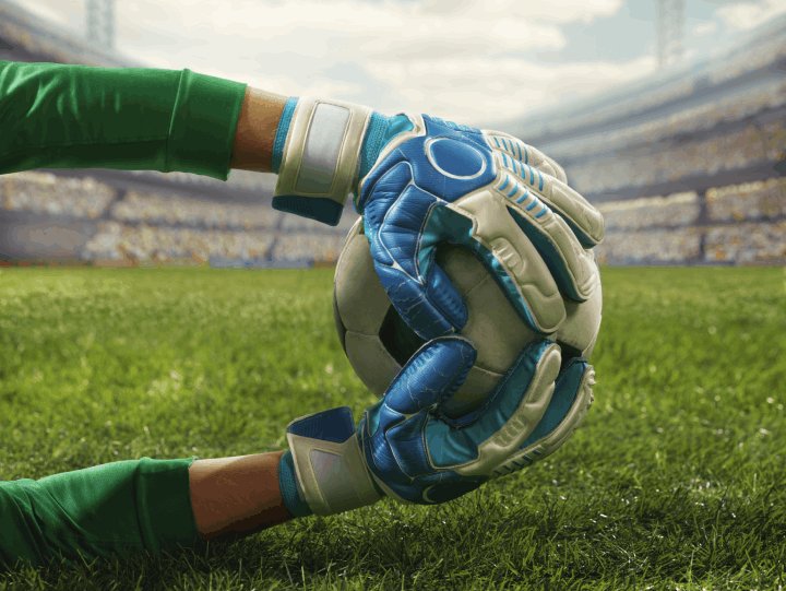 guantes de futbol y pelota de futbol