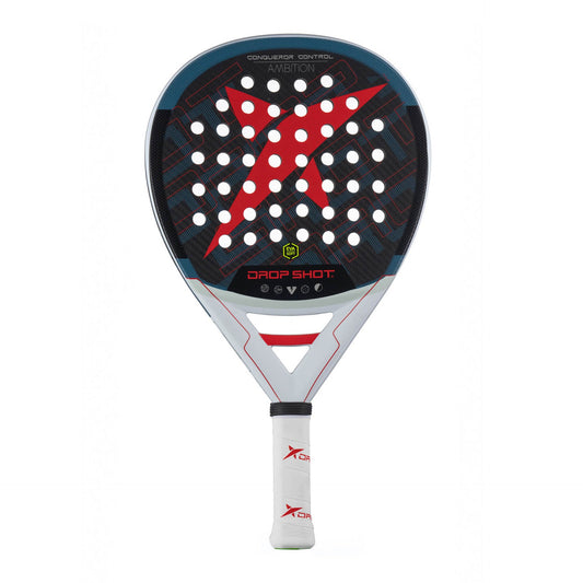 Pala de pádel Drop Shot Conqueror Control 2024 Juan Martín Díaz con forma lágrima, Carbono 3K y acabado 3D.