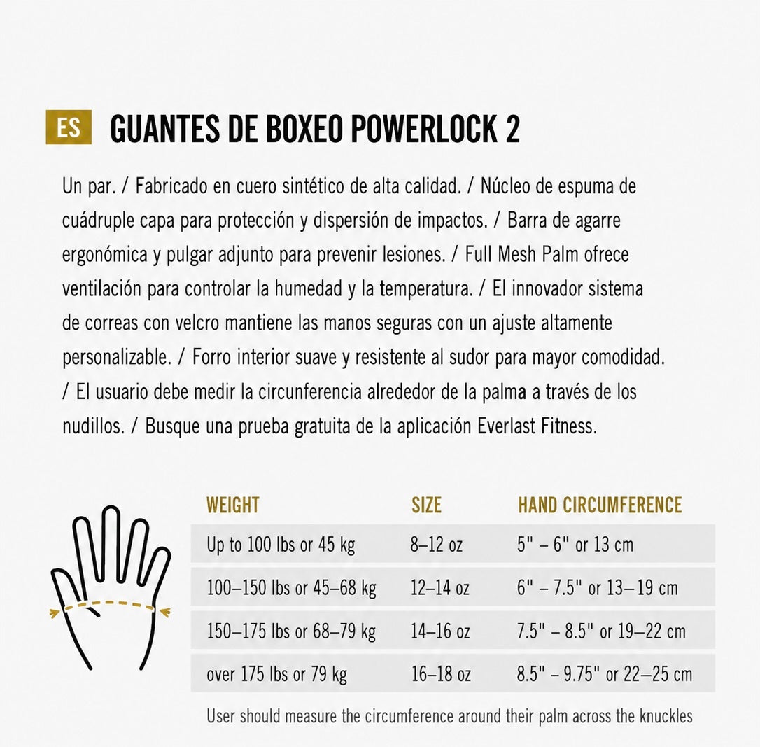Guantes de Boxeo Everlast Powerlock 2 TR Hook & Loop Negro
